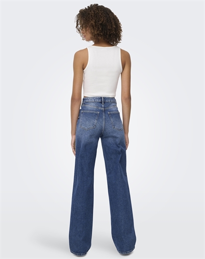 Only - ONLJuicy HW Wide DOT330 Jeans - Dark Blue Denim